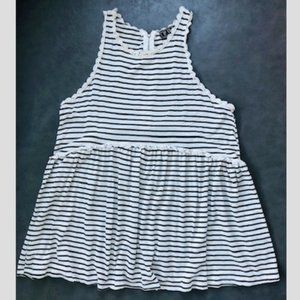 POL Black & White Striped Sleeveless Top. Size Medium.